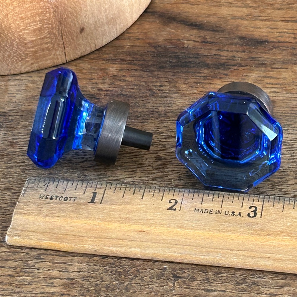 Cobalt Blue Glass Knobs - 1 Pair - Picture 2 of 12